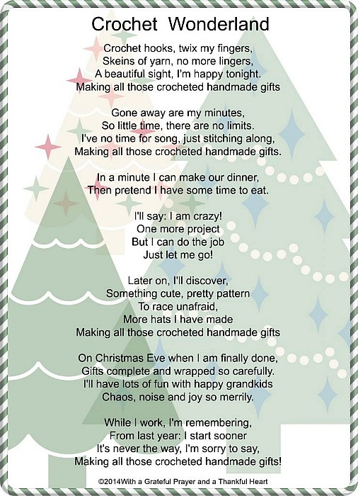 Fun Crochet Wonderland Christmas poem Free printable crafters will relate to during this busy holiday season.