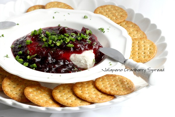 You and your guests will love Jalapeno Cranberry Spread. Quick and easy recipe and a perfect appetizer for holiday entertaining or Super Bowl watching with friends.