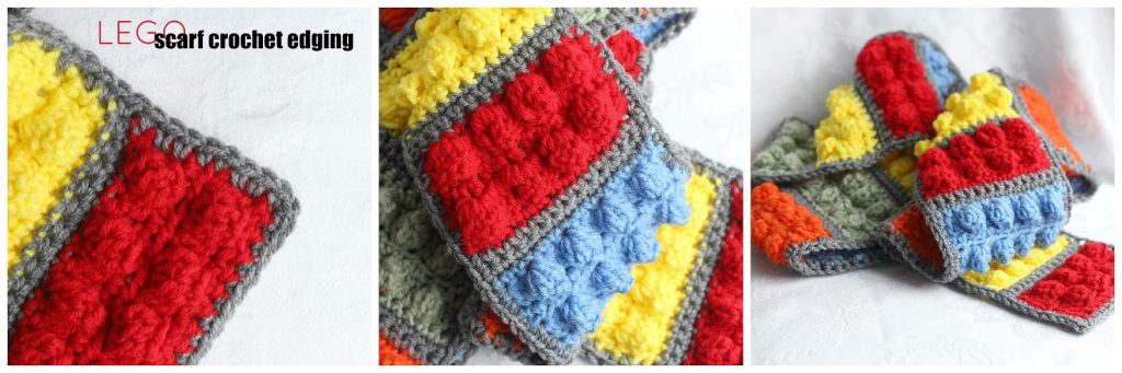 Easy pattern for a Crochet Lego Blocks Scarf for the hipster or kid on your gift-giving list. Colorful popcorn stitch creates Lego looking blocks.