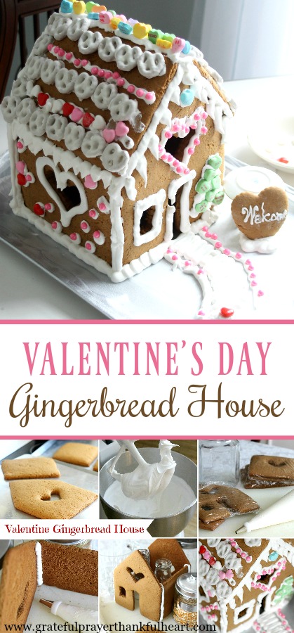 Super sweet Valentine's Day Gingerbread House is magical. Decorate with Royal Icing as the glue for favorite candy and treats. Great kids project.