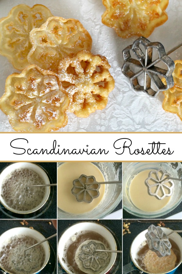 Easy recipe for Scandinavian Rosettes. Thin, cookie-like, deep-fried pastry treats are light and crispy. Perfect on your holiday cookie tray.