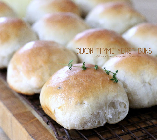 Easy recipe for Dijon Thyme Yeast Buns that are soft and fluffy and make the best deli sandwiches. Dough made in a bread maker.