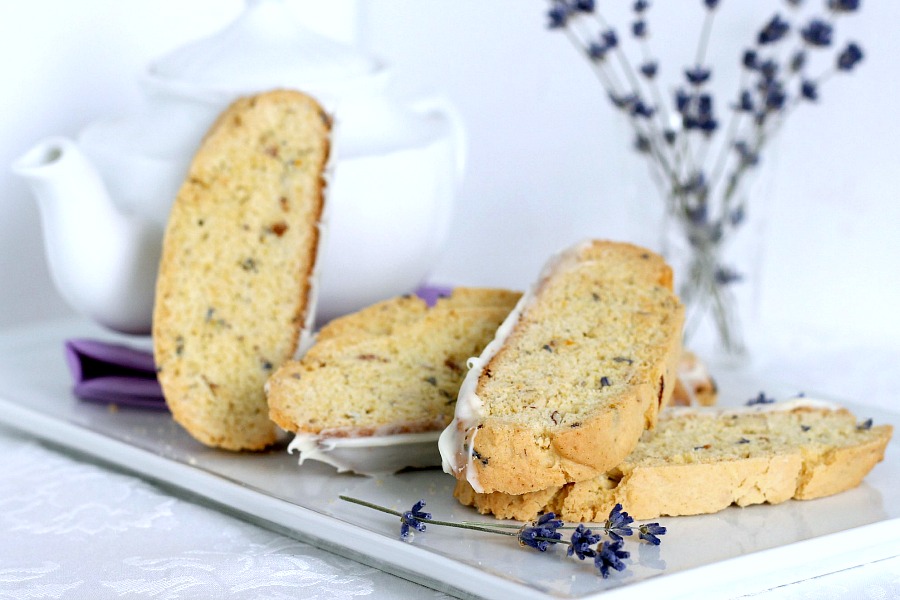 Biscotti is a twice-baked cookie that is a crunchy & perfect for dipping in milk, coffee or tea. Easy Biscotti with Lavender is extra pretty and special.