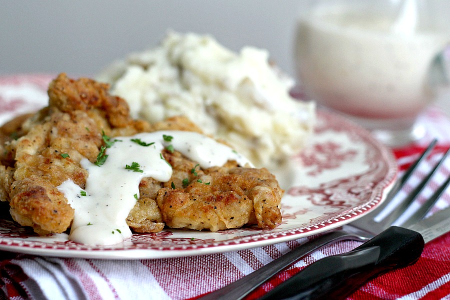 Crispy, moist and easy fried chicken with creamy mashed potatoes is a great comfort meal. It begins with boneless chicken thighs cooked in a skillet.