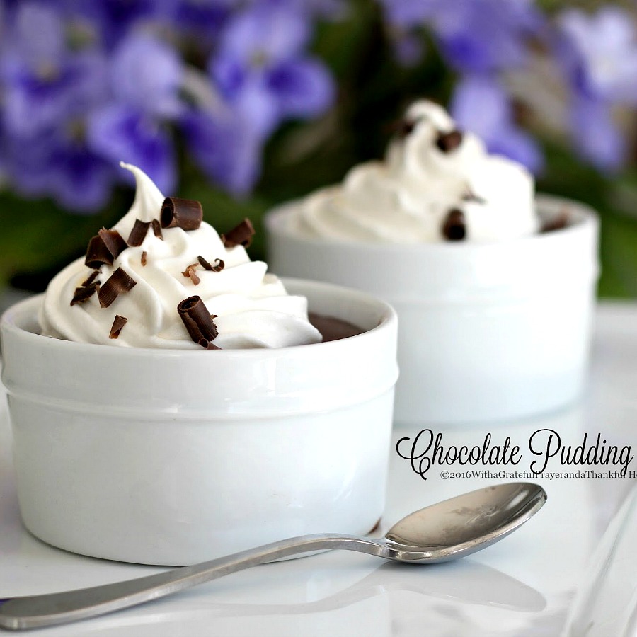 Easy homemade chocolate pudding is a classic dessert. Top with whipped cream and chocolate shavings. Made with kids while waiting for baby sisters arrival.