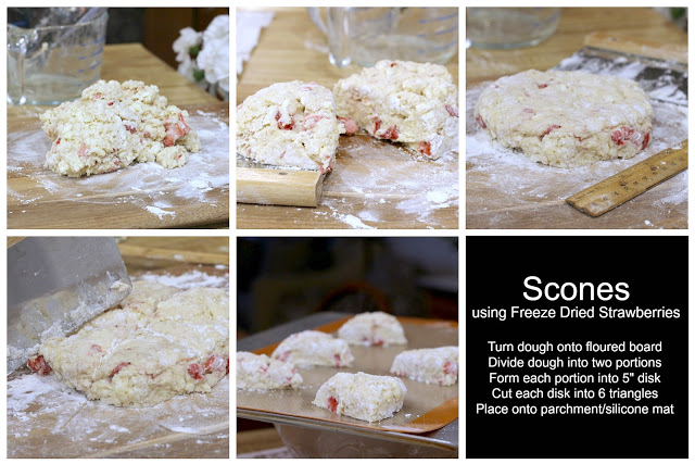 Breakfast, teatime, snack time, anytime, scones just hit the spot. These strawberry scones are made with dried strawberries but can be made with other dried fruit. They have a delicate strawberry flavor and are glazed to add additional sweetness.