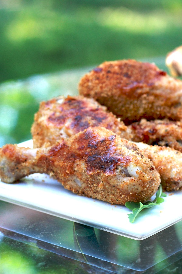 Crispy, delicious chicken without frying using an easy recipe for homemade shake and bake coating to bake right in the oven. 