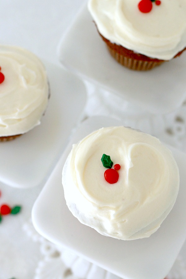 Red velvet cupcakes with cream cheese frosting is a delicious treat for any occasion or as a just-because for someone you love. Perfect for Valentine's Day!