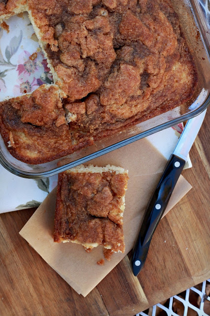 Easy recipe for a favorite coffee cake with a brown sugar crumb topping. Perfect for breakfast with coffee or at break time.