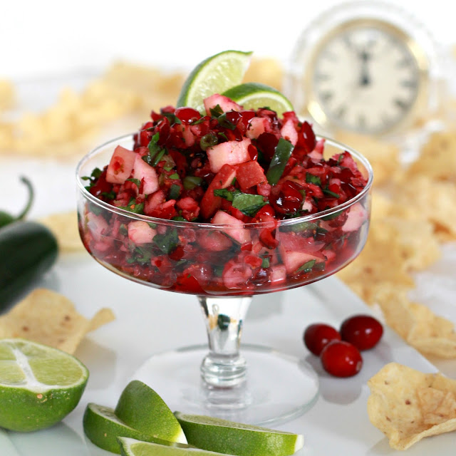 Cranberry Apple & Jalapeno Salsa is colorful, fresh and incredibly good! A festive appetizer that your guests won't be able to stop eating. 