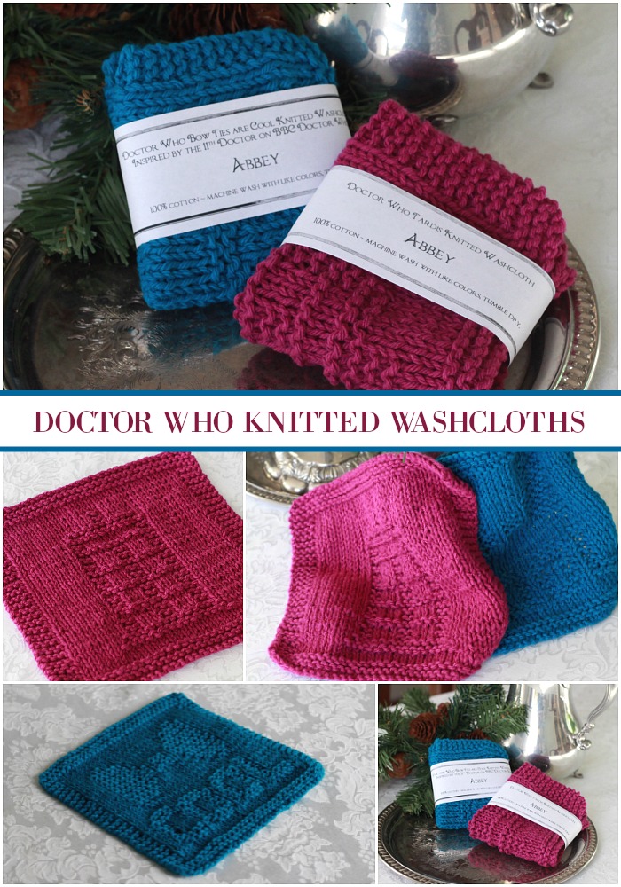 Thick, soft and durable, pretty knitted washcloths & cool Doctor Who washcloths are quick and easy to make. Free patterns for sweet gifts.