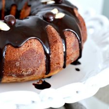 Coffee Marbled Bundt Cake with Dark Chocolate Ganache