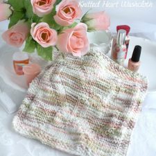 Knitted Heart Wash Cloth