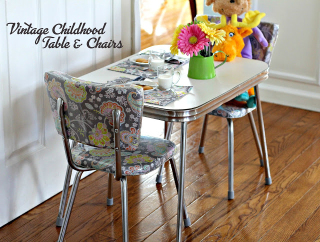 Restoring  my vintage childhood chrome table and chairs was a labor of love. This sweet mid-century Formica and chrome set has been in our family for many years.