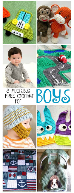 Finding cute crochet projects for boys is not as easy as for girls. This collection of adorable crochet patterns for BOYS with BOY themed projects are sure to please little guys in your life. And, they are all FREE!