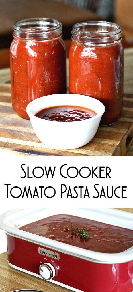 A delicious slow cooker tomato pasta sauce is perfect for those busy days and you still need a meal to feed the hungry. Ladle over your favorite pasta. 