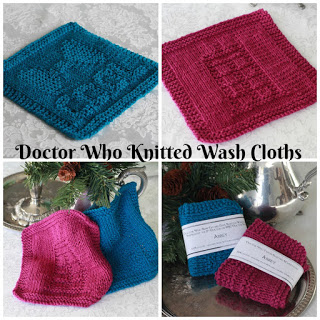Tardis knitted washcloths pattern