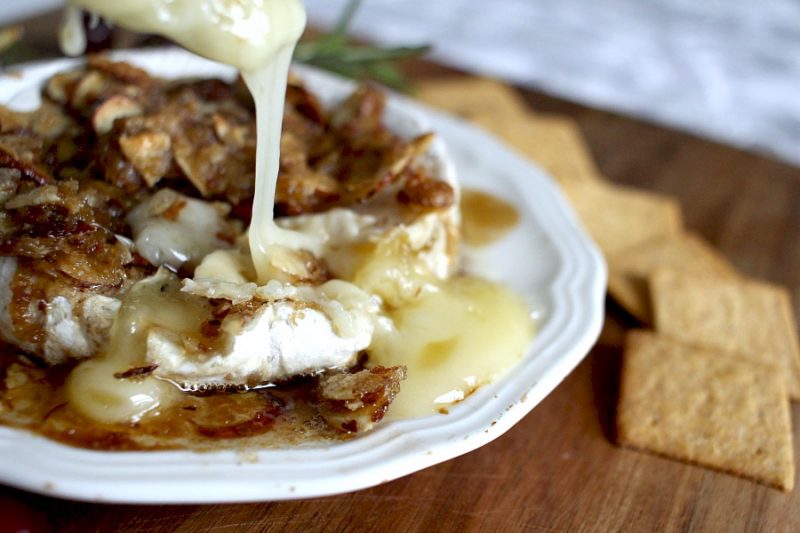 Creamy, buttery Tipsy Brie is the appetizer of choice when friends get together. Warm, melty with a topping of brown sugar, sliced almonds & bourbon.
