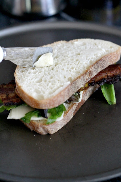 Take grilled cheese to another level with the addition of bacon, figs and greens. Great flavor combines with melt-y cheese and grilled to golden perfection.