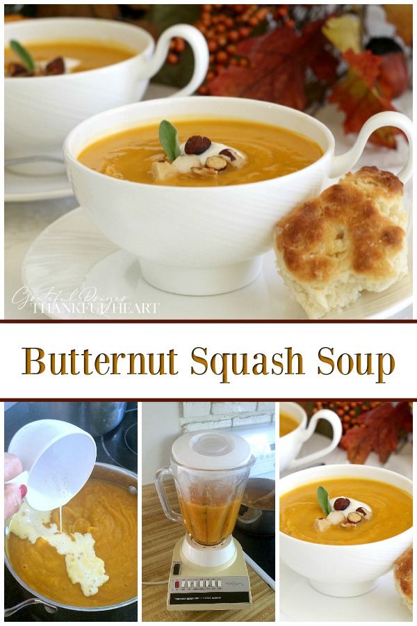 Easy recipe for Butternut squash soup. The warm flavors of autumn are echoed in this golden-orange, thick and slightly sweet bowl of soup.