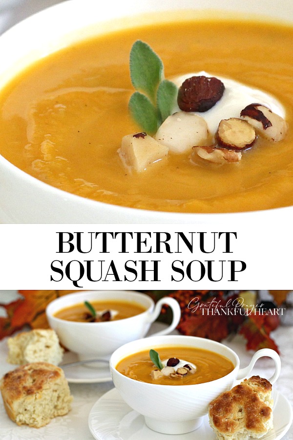 Butternut squash soup is velvety smooth with a mild and delicious flavor. Easy to prepare by simmering the pulp of the squash with celery and onions in broth. A quick spin in a blender and it is ready. Serve with or without cream.