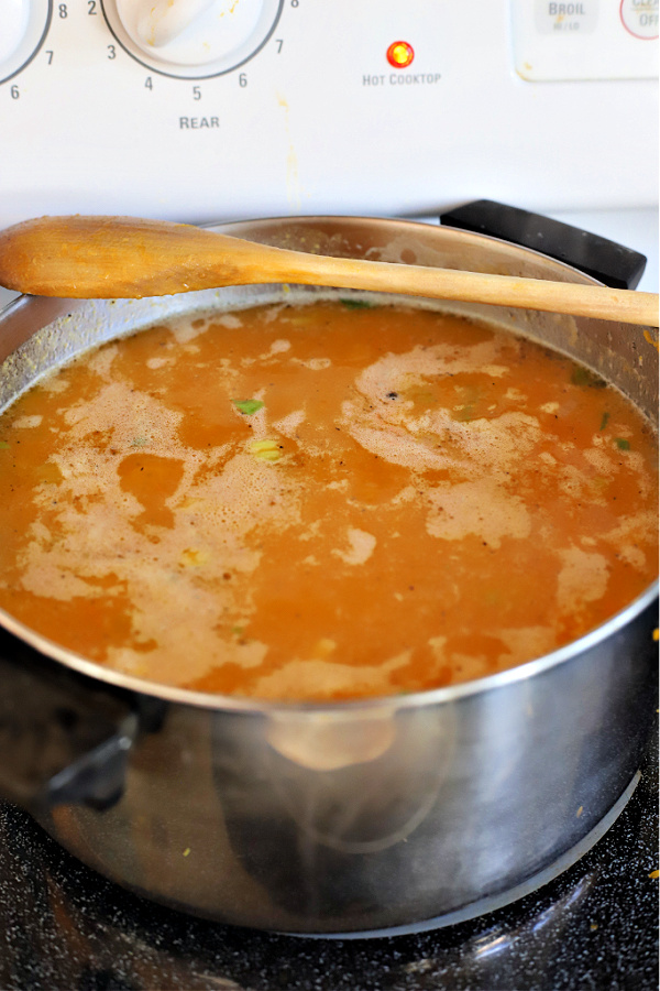 Simmering butternut squash soup