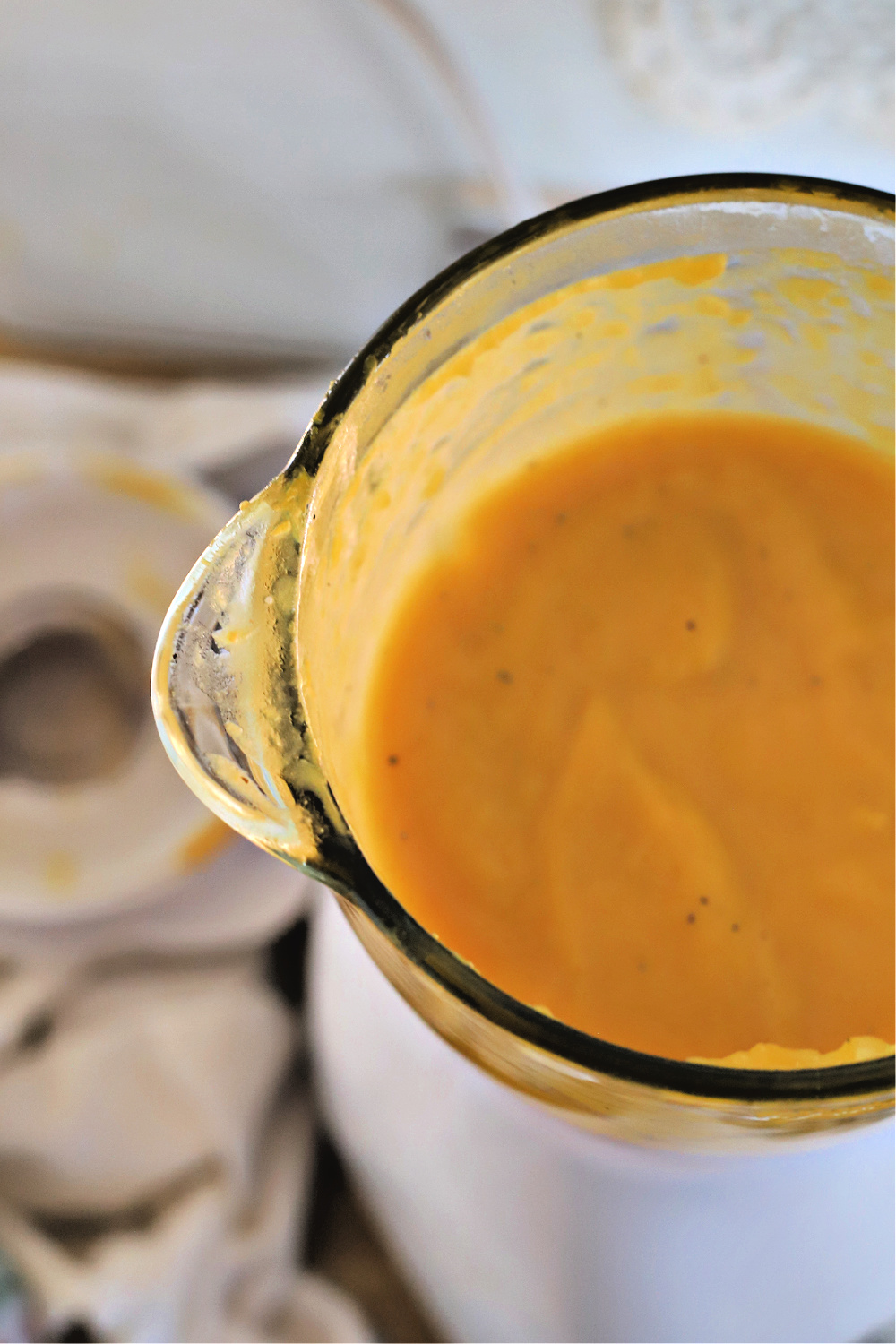 Pureed butternut squash soup using a blender