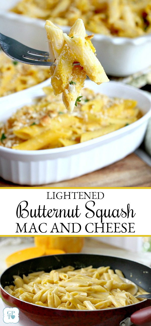 Butternut squash is a surprise ingredient in delicious Lightened Butternut Squash Mac and Cheese. Great flavor and nutrition as well as reduced calories.