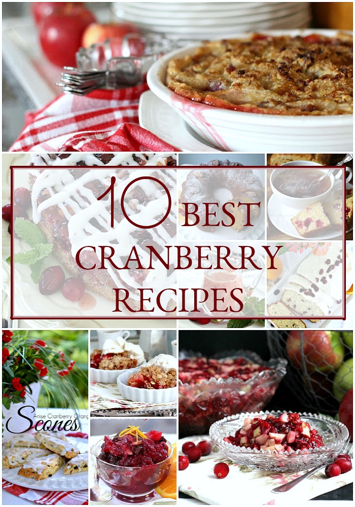 10 best cranberry recipes including pie, quick bread, scones, cranberry sauce, crisps and salad dressing using fresh or frozen cranberries.