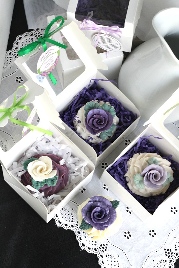 Hand crafted, Nancy's Garden Cupcake Soap looks so real you might be tempted to take a bite. Sweet gift and pretty displayed in bathroom. Beautiful aroma and gift box.