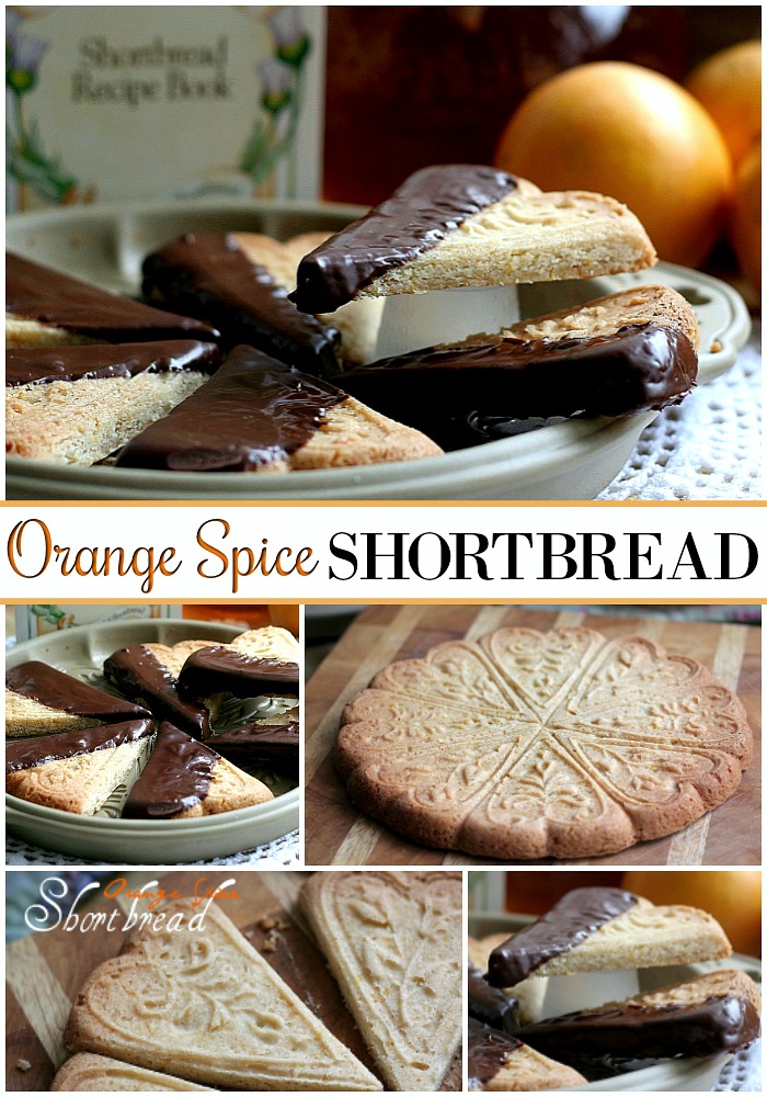 Easy recipe for chocolate dipped, orange spice shortbread. Delicious and beautiful with or without sprinkled nuts to enjoy with coffee or tea. Lovely addition to the holiday cookie tray and wonderful as homemade gift from the kitchen.
