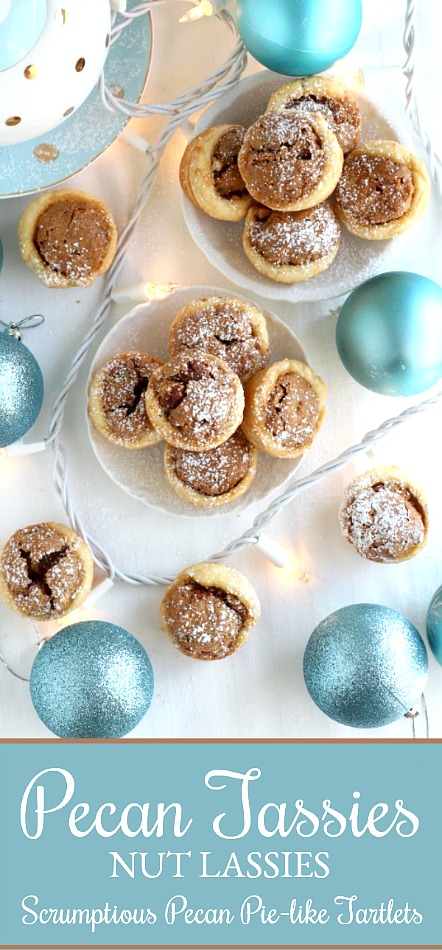 These sweet little tartlets called Pecan Tassies are like having scrumptious, bite-sized pecan pie. Sweet filling in a cream cheese pastry cup, they are also known as Nut Lassies.