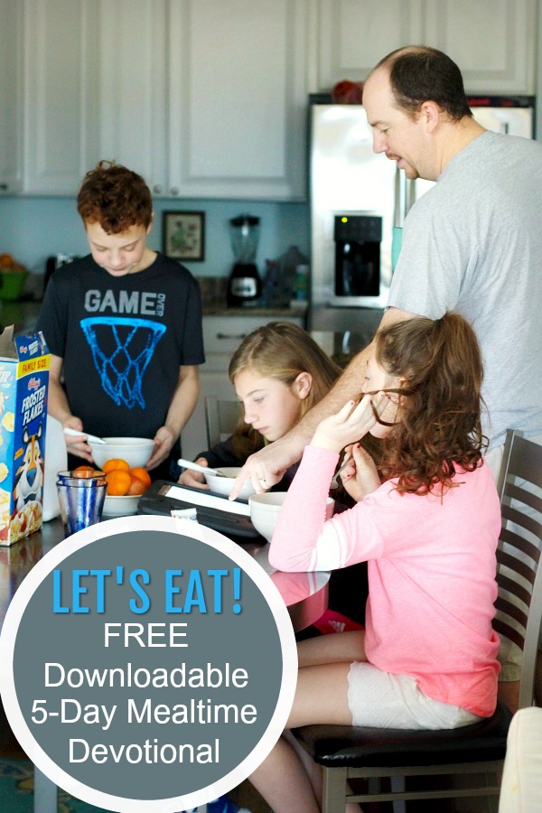 "Let's Eat!", is the exclamation we often hear from hungry kids and adults just after food has been placed on the table. A 5 day devotional,Â Let's Eat! Giving Thanks with Jesus at MealtimesÂ by.Â Rachel Schmoyer reflects on mealtime occasions where Jesus gave thanks just before eating a meal.