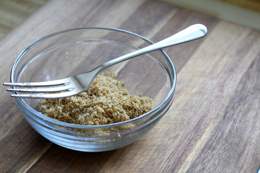 To toast the soft buttered bread crumbs for other uses, put them in a nonstick pan over medium heat on the stovetop. Cook, stirring constantly until browned and somewhat crisp. Now they are ready to top any dish and will retain their crunch longer than plain dry breadcrumbs.