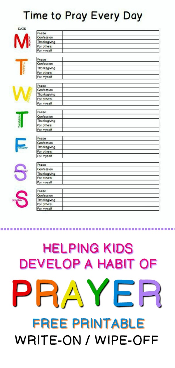 Most moms agree that teaching kids to pray is an important responsibility. One that will lead them through life as they learn to seek, depend and lean on God in the good and the hard times. Developing a pattern of daily prayer and knowing how and what to pray about can be a challenge for grownups and kids alike. Use this colorful, Time to Pray Every Day printable to encourage kids in developing a lifelong joy spending time daily with the Lord.
