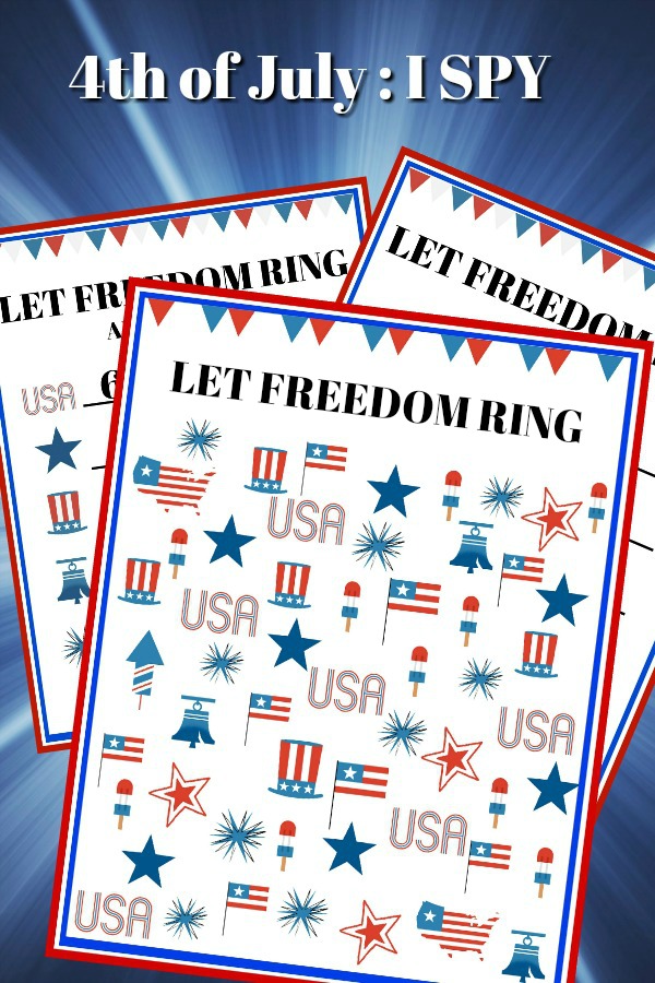 Free and fun printables for kids. Print out the Patriotic, I Spy 4th of July to use during your holiday celebration while waiting for the evening fireworks display.