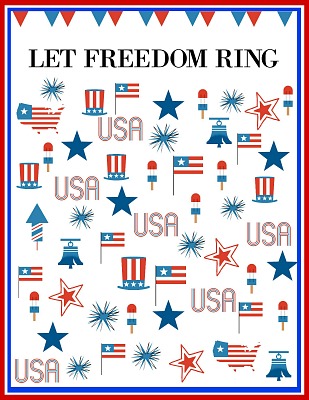 Free and fun printables for kids. Print out the Patriotic, I Spy 4th of July to use during your holiday celebration while waiting for the evening fireworks display.