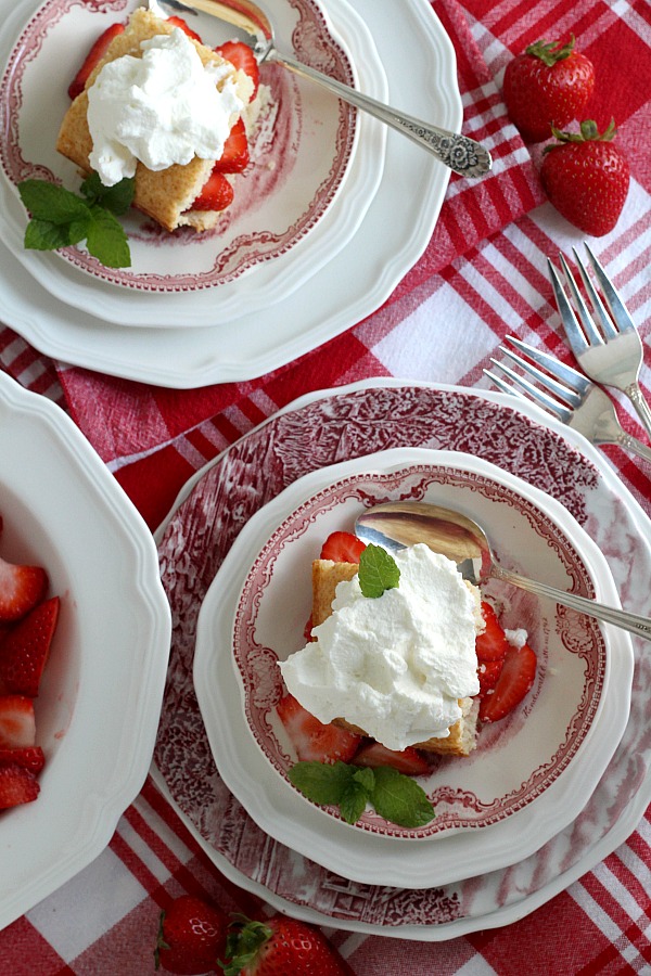 Some folks prefer a biscuit-like shortcake while others like a cake texture for their strawberry treat. I would say this Strawberry Shortcake recipe is somewhere in the middle. Not too dry and crumbly and not a light fluffy cake. 