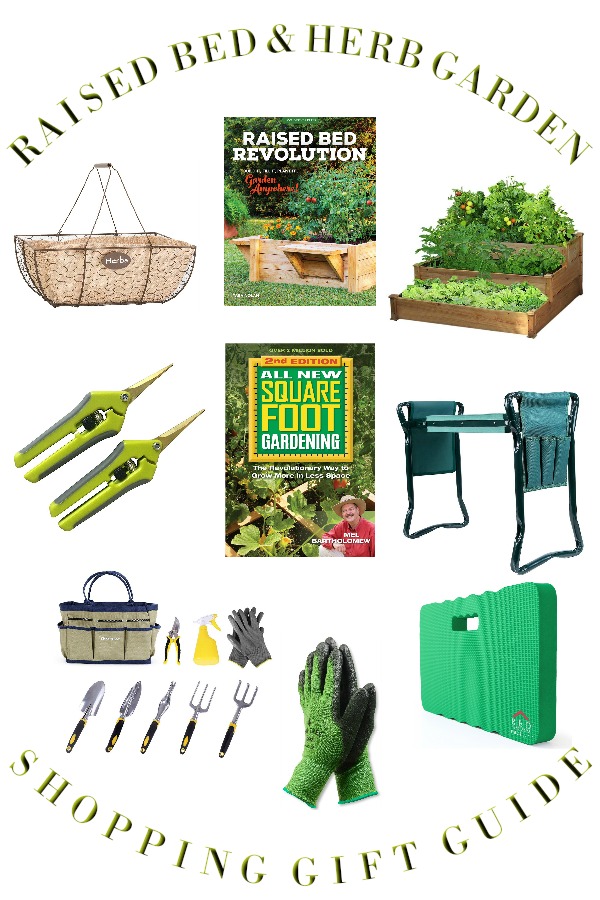 Raised Bed Gardening Tips for enjoyable and productive kitchen herbs, flower and vegetable growing in a small space with gift guide for the herb gardener.