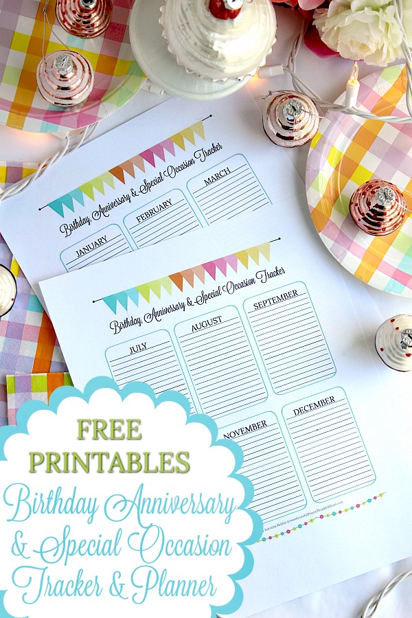 Record special days of sweet family and friends on pretty Birthday, Anniversary & Special Occasion Tracker and Planner FREE printables.