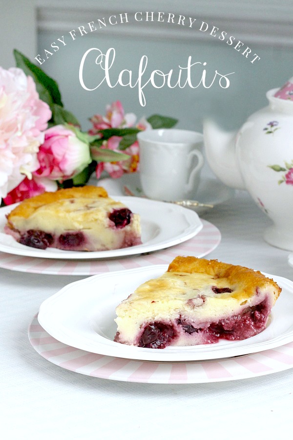 Clafoutis is an elegant yet very easy to prepare French dessert made with cherries arranged in a buttered dish and covered with a thick flan-like batter.