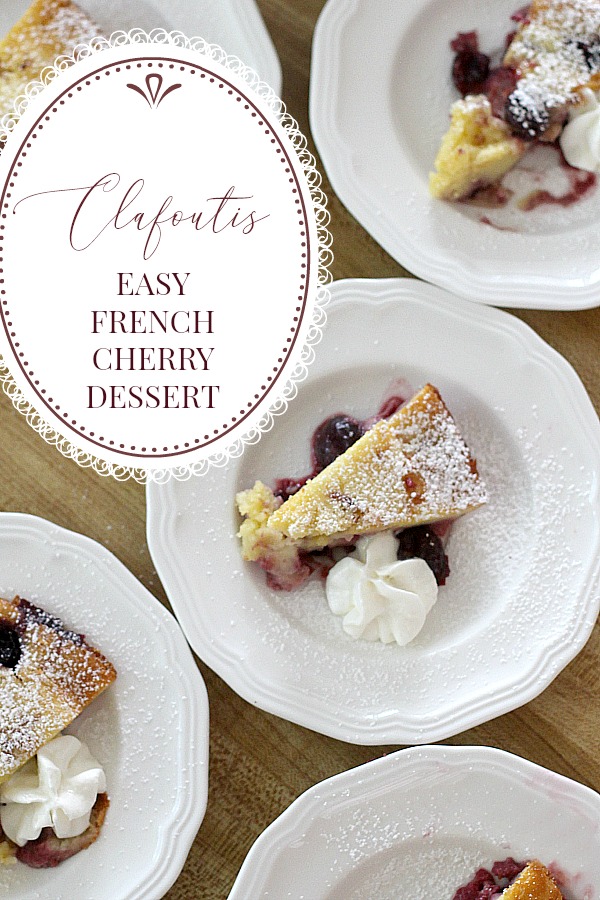 Clafoutis is an elegant yet very easy to prepare French dessert made with cherries arranged in a buttered dish and covered with a thick flan-like batter.