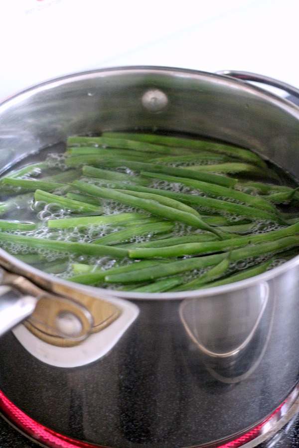 Haricots Verts or French String Beans is a lovely and healthy side to chicken, fish, beef or pork. Cooked just until bright green and tender they are a quick and simple addition to your favorite entree.