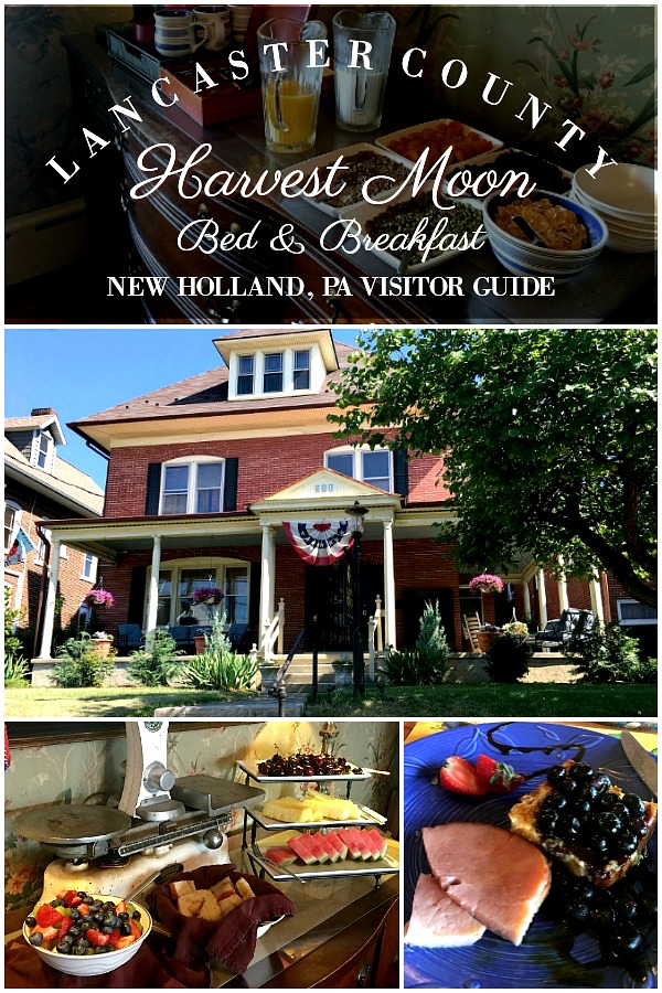 Harvest Moon Bed & Breakfast in New Holland, Lancaster County, close to the Amish and Mennonite farms is a cozy retreat with lovely breakfasts made by an engaging and personable inn keeper. A great alternative to hotel lodging. 