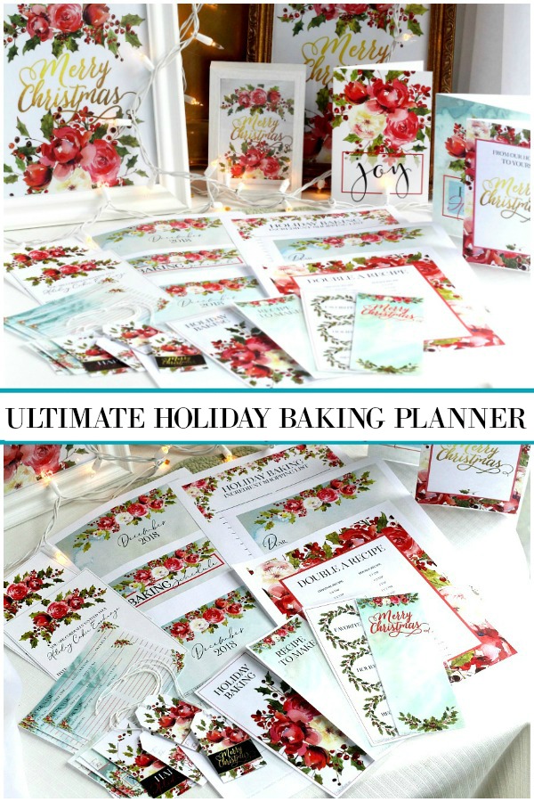 The ultimate holiday baking and gift-giving planner with all you need to take the stress away and stay perfectly organized. Lovely, matching gift tags and greeting cards, Cookie exchange Invitations, Recipe cards and prints to frame, December calendar, Baking schedule, Shopping list, Newsletter page, Bookmarks, How-to double a recipe cheat sheet and more!