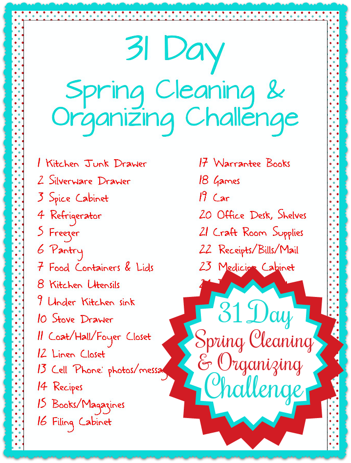 Spring has sprung and as we embrace its freshness we might find that our home needs a little refreshing as well. Work through those messy & disorganized areas a little each day with a 31 Day Spring Cleaning and Organization Challenge. Feel great and accomplished with this doable plan.