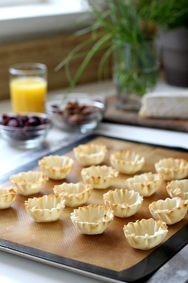 The holidays are a special time of entertaining and parties. Even a small get together with just a few friends is reason enough to set out some tasty tidbits. Brie tartlets with cranberries and cherries is a tasty appetizer that easy, quick and yummy!