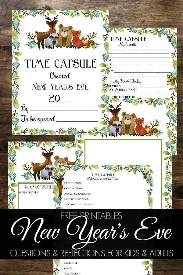 Create a New Year's eve time capsule with FREE printables and begin a family tradition to be enjoyed in the future. Look back and reminisce on thoughts, reflections and goals. Especially meaningful as children grow.  