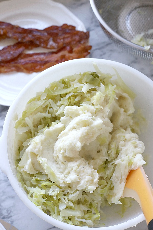A traditional Irish side dish, colcannon is a filling and delicious combination of potatoes, cabbage and bacon. A must for dinner each St Patrick's Day.