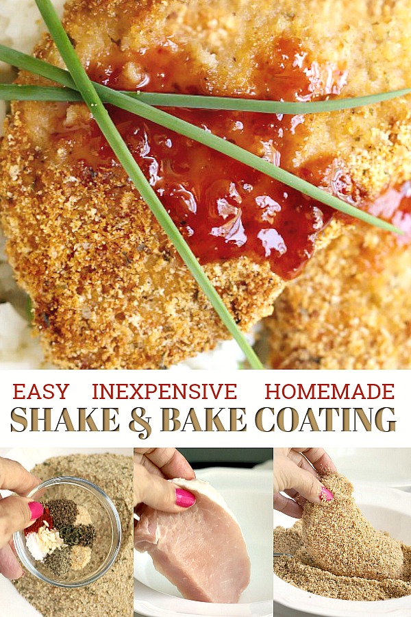 Easy and inexpensive, recipe for homemade shake and bake coating makes moist and delicious pork chops in the oven with no messy frying. 